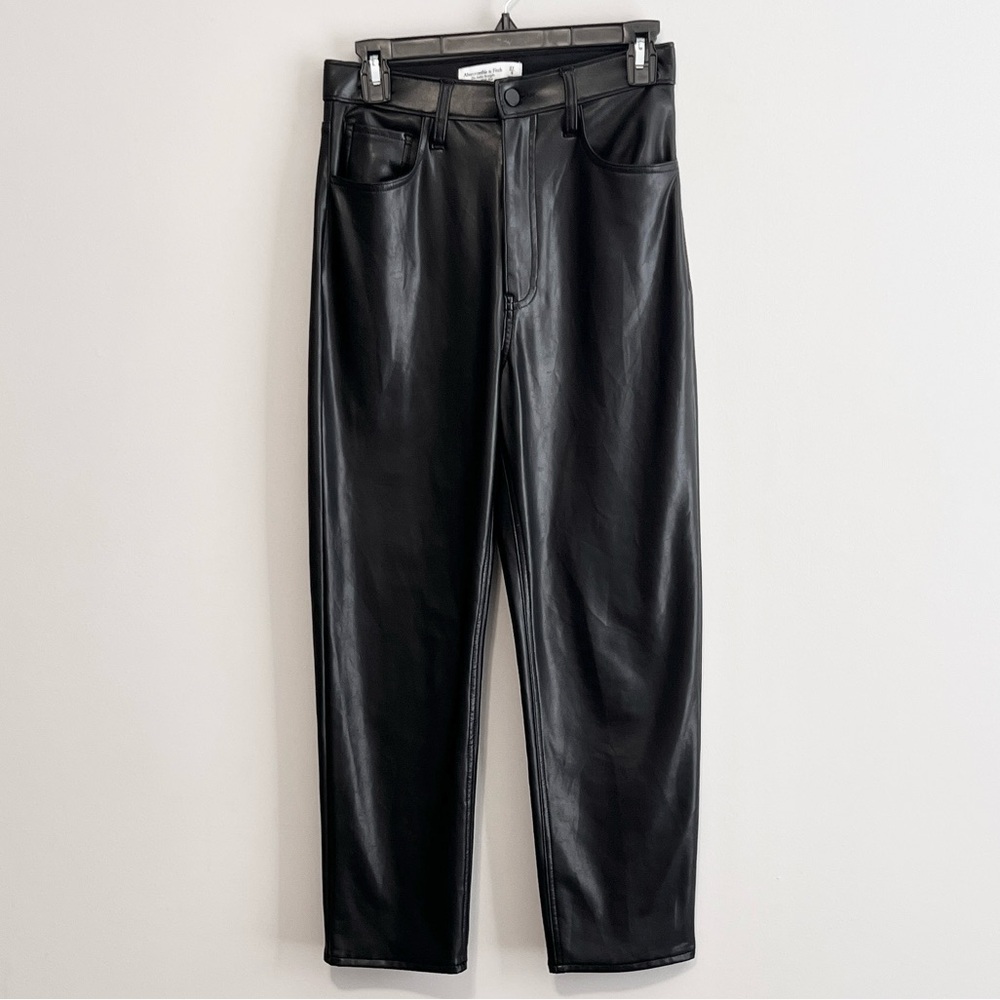 Abercrombie Leather Ankle Straight Ultra High Rise Pants